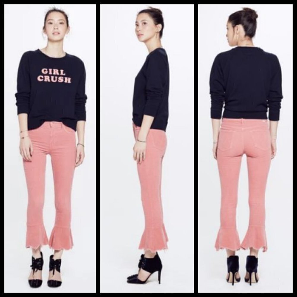 💕MOTHER💕 Cha Cha Chew Corduroy Ruffle Pants Pink